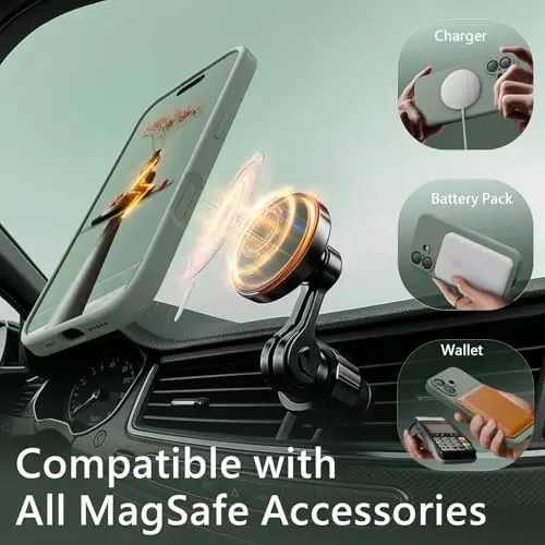 FireNova Magnetic for iPhone 17 Case, Compatible with MagSafe, [Integrated Silicone Camera Control Button] [Camera Protection] Anti-Scratch Microfiber Lining Phone Case, 6.3