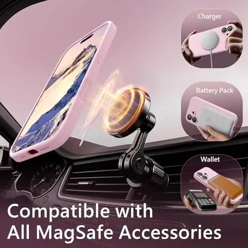 FireNova Magnetic for iPhone 17 Case, Compatible with MagSafe, [Integrated Silicone Camera Control Button] [Camera Protection] Anti-Scratch Microfiber Lining Phone Case, 6.3