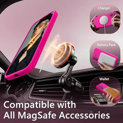 FireNova Magnetic for iPhone 17 Case, Compatible with MagSafe, [Integrated Silicone Camera Control Button] [Camera Protection] Anti-Scratch Microfiber Lining Phone Case, 6.3