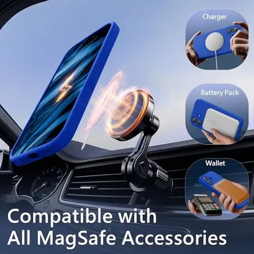 FireNova Magnetic for iPhone 17 Case, Compatible with MagSafe, [Integrated Silicone Camera Control Button] [Camera Protection] Anti-Scratch Microfiber Lining Phone Case, 6.3