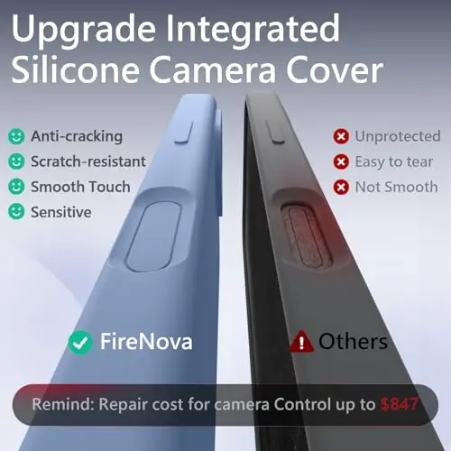 FireNova Magnetic for iPhone 17 Case, Compatible with MagSafe, [Integrated Silicone Camera Control Button] [Camera Protection] Anti-Scratch Microfiber Lining Phone Case, 6.3