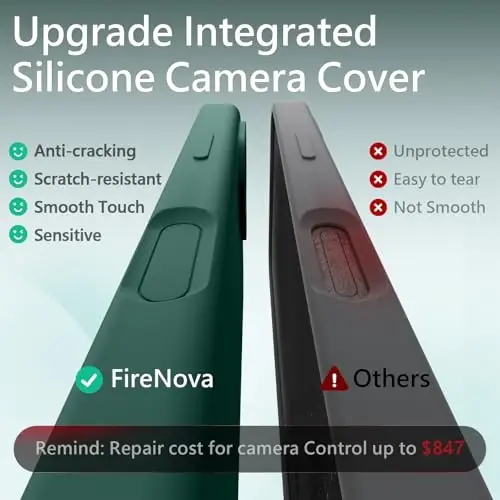 FireNova Magnetic for iPhone 17 Case, Compatible with MagSafe, [Integrated Silicone Camera Control Button] [Camera Protection] Anti-Scratch Microfiber Lining Phone Case, 6.3