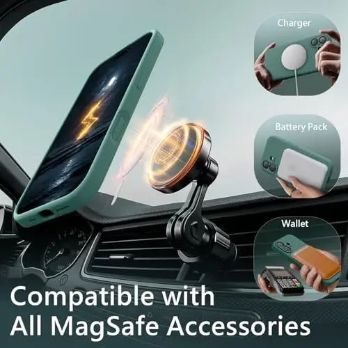 FireNova Magnetic for iPhone 17 Case, Compatible with MagSafe, [Integrated Silicone Camera Control Button] [Camera Protection] Anti-Scratch Microfiber Lining Phone Case, 6.3