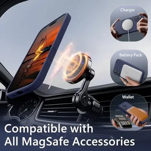 FireNova Magnetic for iPhone 17 Case, Compatible with MagSafe, [Integrated Silicone Camera Control Button] [Camera Protection] Anti-Scratch Microfiber Lining Phone Case, 6.3