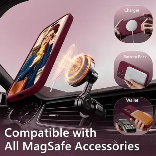 FireNova Magnetic for iPhone 17 Case, Compatible with MagSafe, [Integrated Silicone Camera Control Button] [Camera Protection] Anti-Scratch Microfiber Lining Phone Case, 6.3