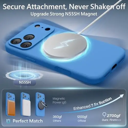 FireNova Magnetic for iPhone 17 Pro Max Case, Compatible with MagSafe, [Integrated Silicone Camera Control Button] [Camera Protection] Anti-Scratch Microfiber Lining Phone Case, 6.9