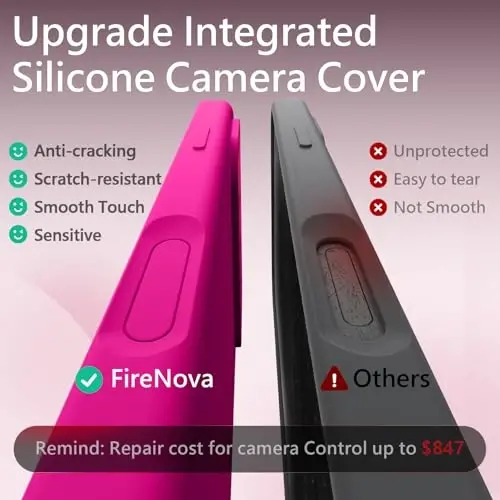 FireNova Magnetic for iPhone 17 Pro Max Case, Compatible with MagSafe, [Integrated Silicone Camera Control Button] [Camera Protection] Anti-Scratch Microfiber Lining Phone Case, 6.9