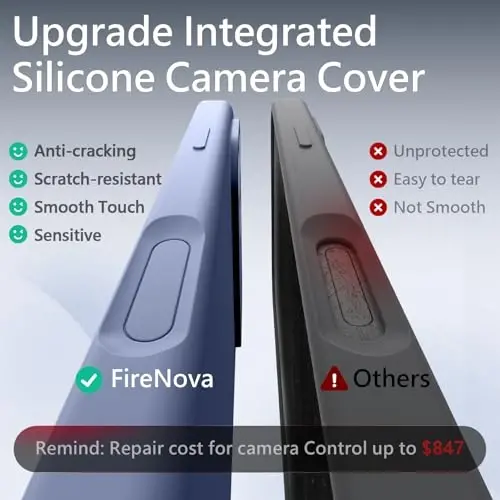 FireNova Magnetic for iPhone 17 Pro Max Case, Compatible with MagSafe, [Integrated Silicone Camera Control Button] [Camera Protection] Anti-Scratch Microfiber Lining Phone Case, 6.9
