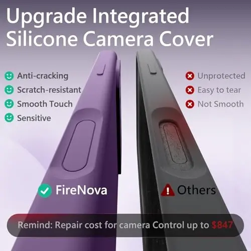 FireNova Magnetic for iPhone 17 Pro Max Case, Compatible with MagSafe, [Integrated Silicone Camera Control Button] [Camera Protection] Anti-Scratch Microfiber Lining Phone Case, 6.9
