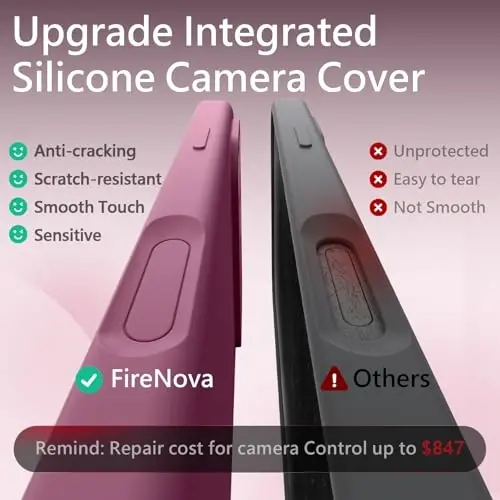 FireNova Magnetic for iPhone 17 Pro Max Case, Compatible with MagSafe, [Integrated Silicone Camera Control Button] [Camera Protection] Anti-Scratch Microfiber Lining Phone Case, 6.9