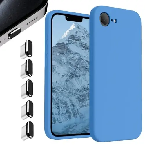 FireNova Magnetic for iPhone 17e Case/iPhone 16e Case with Anti-Dust Plugs, Blue - FIRENOVA