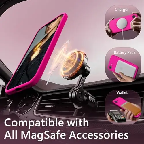 FireNova Magnetic for iPhone 17e Case/iPhone 16e Case, Compatible with MagSafe, [Silicone Camera Protection] Microfiber Lining Phone Case, 6.1