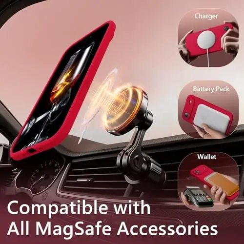 FireNova Magnetic for iPhone Air Case, Compatible with MagSafe, [Integrated Silicone Camera Control Button] [Camera Protection] Microfiber Lining Phone Case for iPhone 17 Air, 6.5