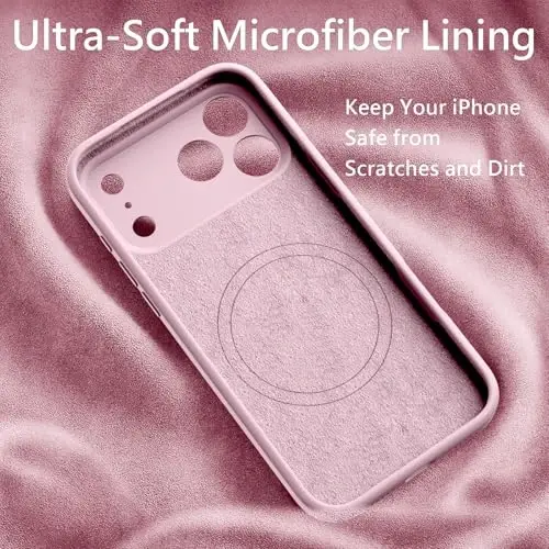 FireNova Magnetic iPhone 17 Pro uchun g‘ilof, MagSafe bilan mos, [O‘rnatilgan silikon kamera boshqaruv tugmasi] [Kamera himoyasi] Tirnalishga qarshi mikrofiber qoplamali telefon g‘ilofi, 6.3