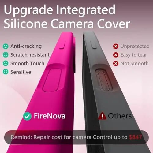 FireNova Manyetik iPhone 17 Kılıf, MagSafe Uyumlu, [Entegre Silikon Kamera Kontrol Düğmesi] [Kamera Koruması] Çizilmez Mikrofiber Astar Telefon Kılıfı, 6.3