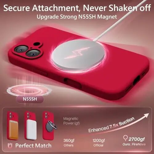 FireNova Manyetik iPhone 17 Kılıfı, MagSafe ile Uyumlu, [Entegre Silikon Kamera Kontrol Düğmesi] [Kamera Koruması] Çizilmez Mikrofiber Astar Telefon Kılıfı, 6.3