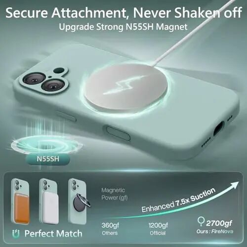 FireNova Manyetik iPhone 17 Kılıfı, MagSafe ile Uyumlu, [Entegre Silikon Kamera Kontrol Düğmesi] [Kamera Koruması] Çizilmez Mikrofiber Astar Telefon Kılıfı, 6.3
