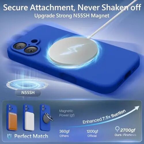 FireNova Magnetic for iPhone 17 Case, Compatible with MagSafe, [Integrated Silicone Camera Control Button] [Camera Protection] Anti-Scratch Microfiber Lining Phone Case, 6.3