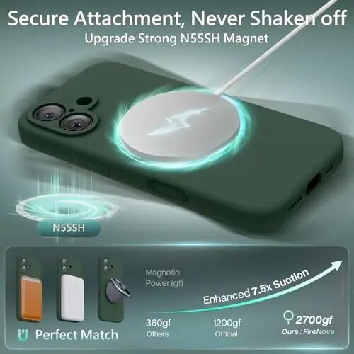 FireNova Manyetik iPhone 17 Kılıfı, MagSafe Uyumlu, [Entegre Silikon Kamera Kontrol Düğmesi] [Kamera Koruması] Çizilmez Mikrofiber Astar Telefon Kılıfı, 6.3