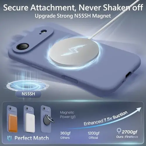 FireNova Manyetik iPhone Air Kılıfı, MagSafe ile Uyumlu, [Entegre Silikon Kamera Kontrol Düğmesi] [Kamera Koruması] iPhone 17 Air için Mikrofiber Astarlı Telefon Kılıfı, 6.5