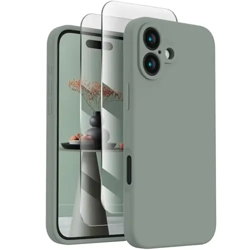 FireNova разработан для чехла для iPhone 16, силиконовый модернизированный чехол для телефона с [защитой камеры] [2 защитных стекла для экрана], мягкая защитная от царапин микрофибровая подкладка внутри, 6,1 дюйма, цвет лаймово-зеленый - FIRENOVA