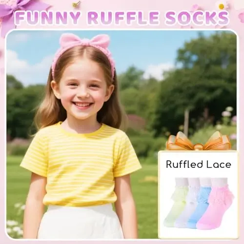 Ruffle Socks - Frilly Lace Gifts, Lace Socks for Newborn Infant Toddler Kids Girl - RUFFLE (1)