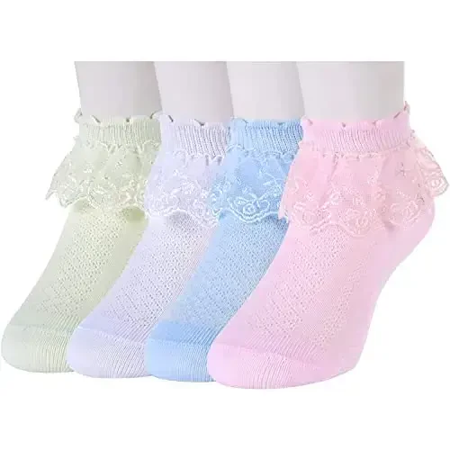 Ruffle Socks - Frilly Lace Gifts, Lace Socks For Newborn Infant Toddler Kids Girl - 1