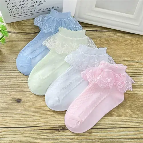 Ruffle Socks - Frilly Lace Gifts, Lace Socks For Newborn Infant Toddler Kids Girl - 2