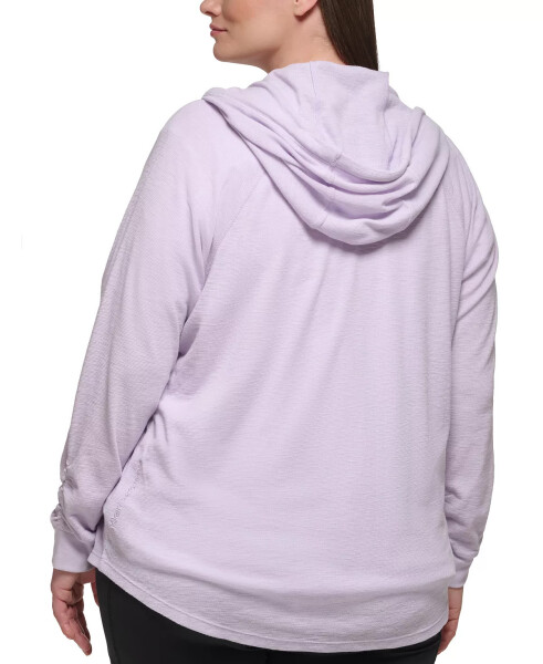 Fırfırlı Kollu Fermuarlı Kapüşonlu Sweatshirt, XS-3X Orkide - 2