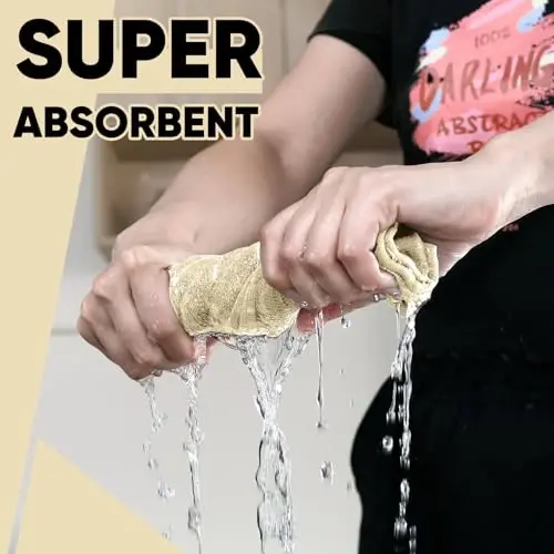 Oven Mitts Kitchen Towels Dishcloths with Pot Holders Sets 12PCS, Dish Towels Sets, Oven Gloves Pot Pads Heat Resistant 500 Degrees with Non-Slip Silicone Surface for Cooking Baking Grilling-Beige - 6