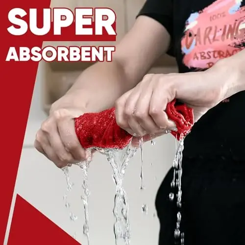 Oven Mitts Kitchen Towels Dishcloths with Pot Holders Sets 12PCS, Dish Towels Sets, Oven Gloves Pot Pads Heat Resistant 500 Degrees with Non-Slip Silicone Surface for Cooking Baking Grilling Red - 6