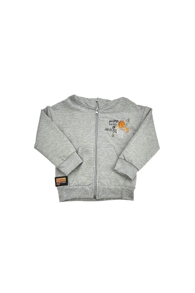 First Basketball Hooded Cotton Baby Boys Cardigan Grey - 1