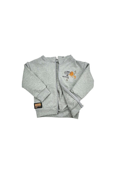 First Basketball Hooded Cotton Baby Boys Cardigan Grey - 2