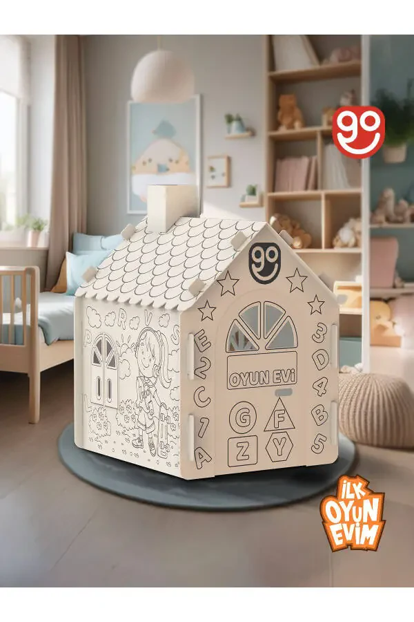 First Play House XXL Size Durable Cardboard Painting Activity House Paintable Cardboard Tent painting house - 3
