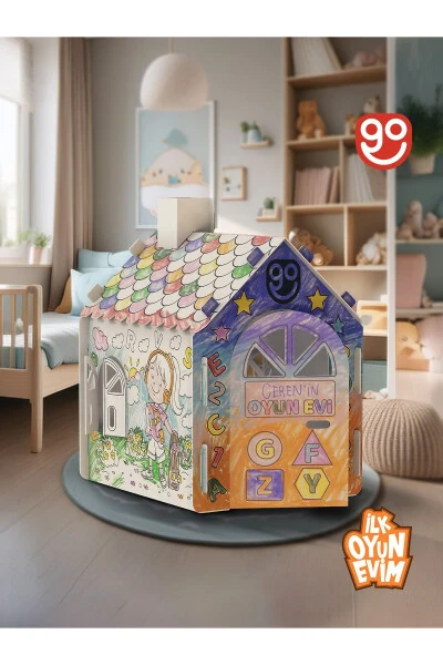 First Play House XXL Size Durable Cardboard Painting Activity House Paintable Cardboard Tent painting house - 4