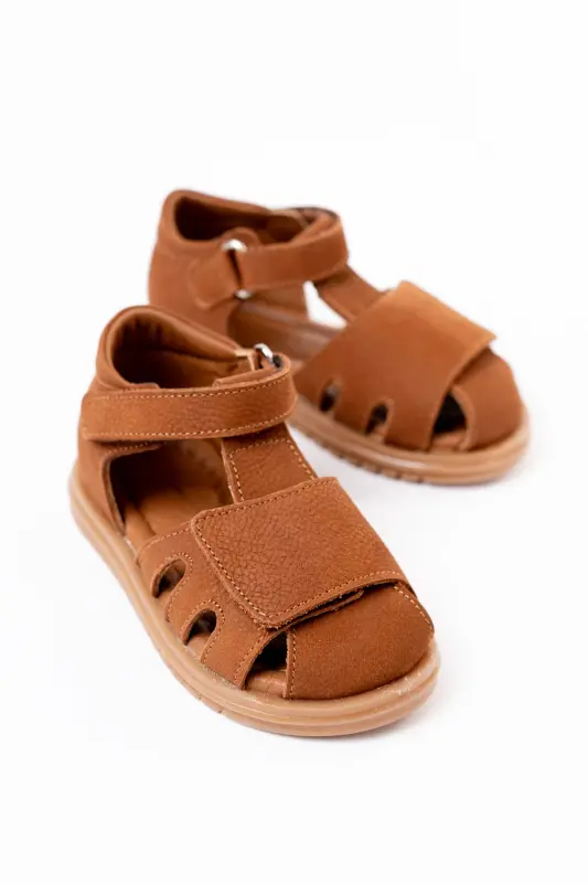 First Step - Baby Genuine Leather Orthopedic Sandal - Cinnamon - 1