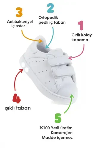 First Step Shoe Unisex Baby Boy Girl First Walker Shoes Orthopedic First Step Shoe-White Plain - SÜPERLAND (1)