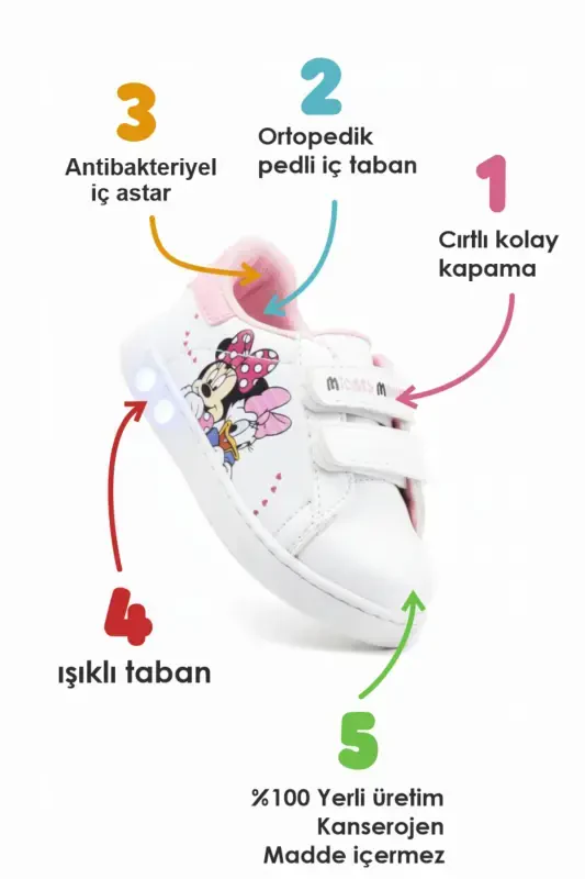First Step Shoes Baby Girl First Step Shoes Orthopedic First Step Shoes Lighted Mickey Mouse - 3