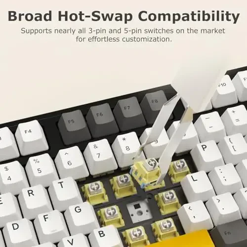 FIRSTBLOOD ONLY GAME. AK980 101-Key Hot-Swappable Mechanical Keyboard, Gasket Mount RGB Backlit, Programmable Macro, Full N-Key Rollover, with Dreamscape Linear Switches (Starfall Gray) - 4