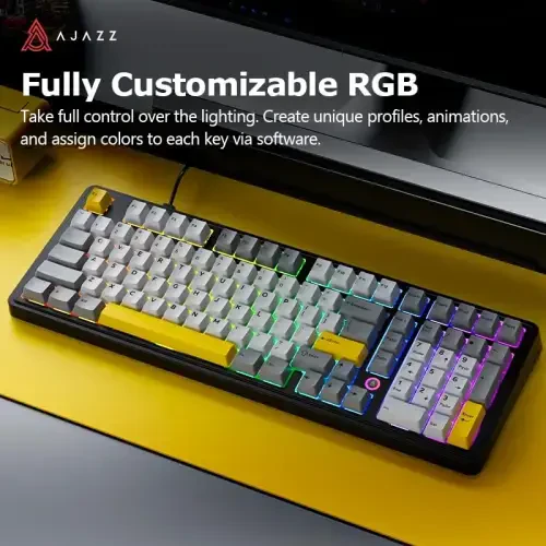 FIRSTBLOOD ONLY GAME. AK980 101-Key Hot-Swappable Mechanical Keyboard, Gasket Mount RGB Backlit, Programmable Macro, Full N-Key Rollover, with Dreamscape Linear Switches (Starfall Gray) - 6
