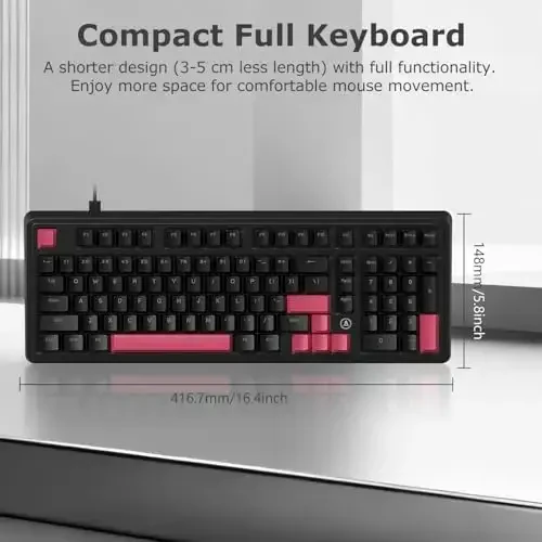FIRSTBLOOD ONLY GAME. AK980 Gaming Mechanical Keyboard - 101-Key Hot-Swap Gasket Mount USB Wired Keyboard with Pre-Lubed Red Switches, NKRO, for Esports (Black-Red) 