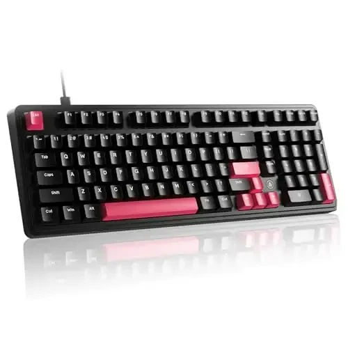 FIRSTBLOOD ONLY GAME. AK980 Gaming Mechanical Keyboard - 101-Key Hot-Swap Gasket Mount USB Wired Keyboard with Pre-Lubed Red Switches, NKRO, for Esports (Black-Red) - 7
