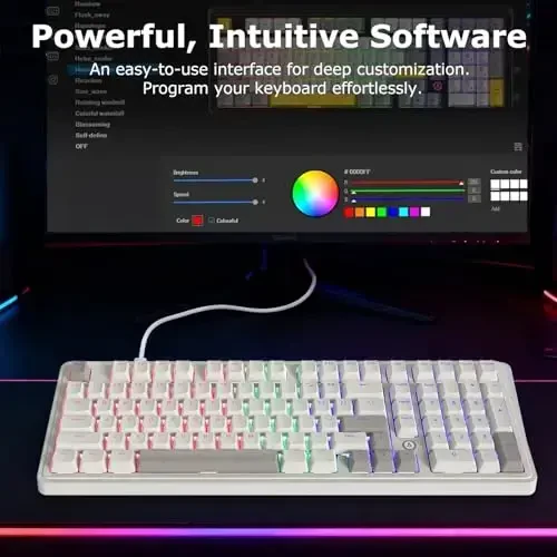 FIRSTBLOOD ONLY GAME. AK980 Retro Mechanical Keyboard - 101-Key Hot-Swappable Gasket Mount Wired Keyboard with Pre-Lubed Red Switches, Anti-Ghosting, for Office & Quiet Typing (Grey-White) - 6