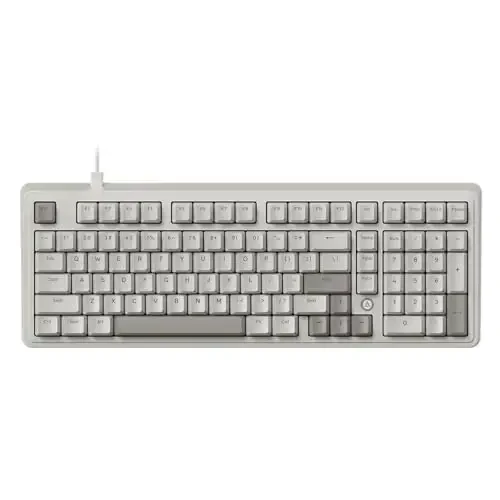 FIRSTBLOOD ONLY GAME. AK980 Retro Mechanical Keyboard - 101-Key Hot-Swappable Gasket Mount Wired Keyboard with Pre-Lubed Red Switches, Anti-Ghosting, for Office & Quiet Typing (Grey-White) - 7