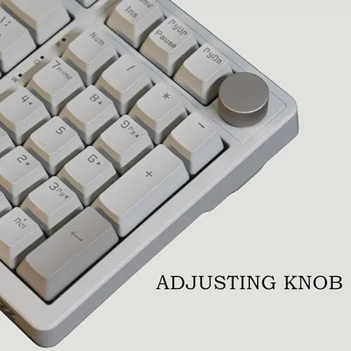 FIRSTBLOOD ONLY GAME. AK992 Retro Wired Mechanical Keyboard, 98 Keys Full Layout, Hot-Swappable USB Gaming Keyboard with Red Switches, Multimedia Keys Knob, Blue Backlit, Anti-Ghosting, Grey - 4