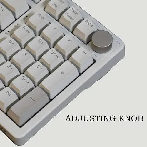 FIRSTBLOOD ONLY GAME. AK992 Retro Wired Mechanical Keyboard, 98 Keys Full Layout, Hot-Swappable USB Gaming Keyboard with Red Switches, Multimedia Keys Knob, Blue Backlit, Anti-Ghosting, Grey - 4