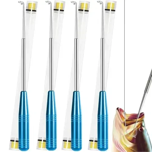 Fish Hook Remover Tool, Fishing Hook Quick Removal Descending Device, Fishing Gear Security Equipment Kits for Adult, Hook Extractor Accessories Detacher Tools with 4PCS Storage Tube 