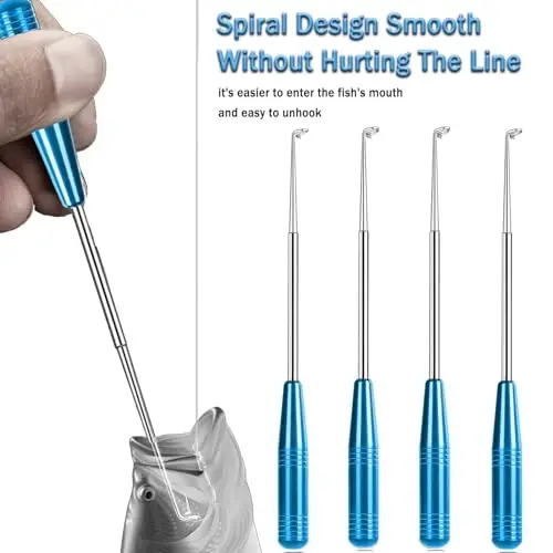Fish Hook Remover Tool, Fishing Hook Quick Removal Descending Device, Fishing Gear Security Equipment Kits for Adult, Hook Extractor Accessories Detacher Tools with 4PCS Storage Tube - 3