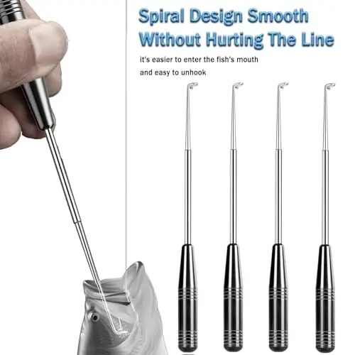Fish Hook Remover Tool, Fishing Hook Quick Removal Descending Device, Fishing Gear Security Equipment Kits for Adult, Hook Extractor Accessories Detacher Tools with 4PCS Storage Tube - 3
