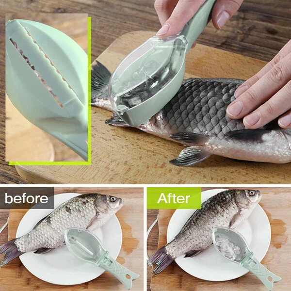Fish Scale Remover Cleaner Kitchen Fish Scaler Fish Skin Graters Cleaning Peeler Scaler Scraper, Fast Remove Fish Skin for Kitchen Fish Cleaning Tools, Green - YIYI GUO (1)